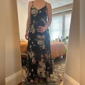 Lulus Navy Floral Maxi Dress